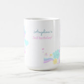 3e verjaardag mok met een grappige eenhoorn. (Center)