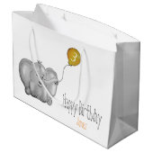 3e verjaardag olifant met gele ballon groot cadeauzakje (Achterkant Gekanteld)