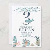 3e verjaardag onder de Zee Waterverf walvis Kaart (Voorkant)