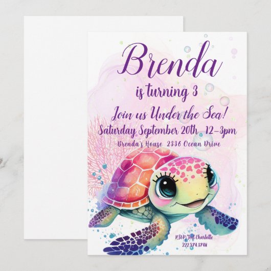 3e verjaardag, onder het Zee Kaart (Voorkant / Achterkant)