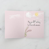 3e verjaardag op roze kaart (Binnen)