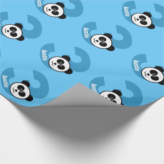 3e verjaardag PANDA 3 jaar oude naam van Aangepast Cadeaupapier (Hoek)