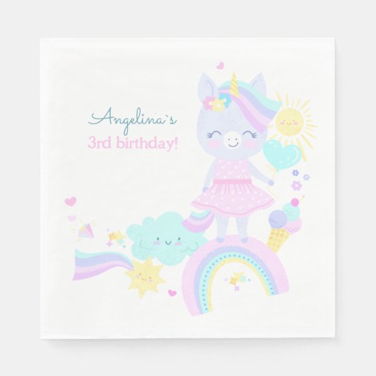 3e Verjaardag Papier servet. Servet (Voorkant)