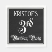 3e verjaardag Partij - Fancy Manuscript + de Naam Servet (Voorkant)
