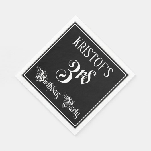 3e verjaardag Partij - Fancy Manuscript + de Naam  Servet (Hoek)