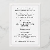 3e verjaardag Partij - Legant Manuscript + de Naam Folie Uitnodiging (Achterkant)