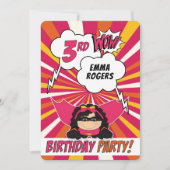 3e verjaardag Party Superhero Pink Comic voor meis Kaart (Voorkant)