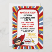 3e verjaardag Party Superhero Red Comic voor jonge Kaart (Achterkant)