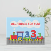 3e verjaardag Party Uitnodiging Trein Personaliser (Staand voorkant)