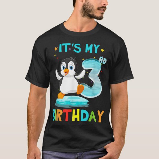 3e verjaardag Penguin Birthday 3 T-shirt (Voorkant)