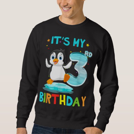3e verjaardag Penguin Birthday 3 Trui (Voorkant)