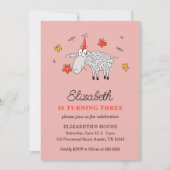 3e Verjaardag Pet Cartoon Schattige schapenbloem l Kaart (Voorkant)