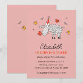 3e Verjaardag Pet Cartoon Schattige schapenbloem l Kaart (Voorkant / Achterkant)