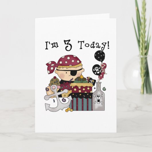 3e verjaardag Pirate Tshirts en geschenken Kaart (Voorkant)