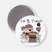 3e verjaardag Pirate Tshirts en geschenken Magneet (Voorkant / Achterkant)