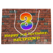 3e verjaardag: Plezier, op graffiti geïnspireerde Groot Cadeauzakje (Voorkant)