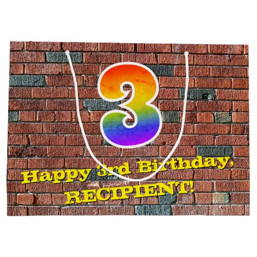 3e verjaardag: Plezier, op graffiti geïnspireerde Groot Cadeauzakje (Achterkant)