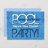 3e verjaardag Pool Party Save the Date V003 Aankondigingskaart (Voorkant / Achterkant)