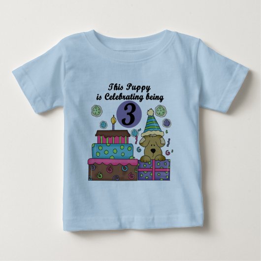 3e verjaardag Puppy T-shirts en geschenken (Voorkant)