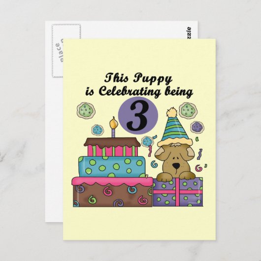 3e verjaardag Puppy T-shirts en geschenken Briefkaart (Voorkant / Achterkant)