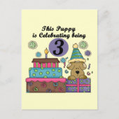 3e verjaardag Puppy T-shirts en geschenken Briefkaart (Voorkant)