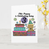 3e verjaardag Puppy T-shirts en geschenken Kaart (Gele Bloem)