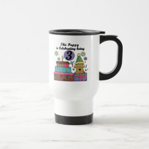 3e verjaardag Puppy T-shirts en geschenken Reisbeker