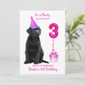 3e Verjaardag Puppy Theme- Schattige Dog Pink Meis Kaart (Staand voorkant)