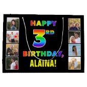 3e verjaardag: regenboogtekst, aangepaste foto's & groot cadeauzakje (Achterkant)