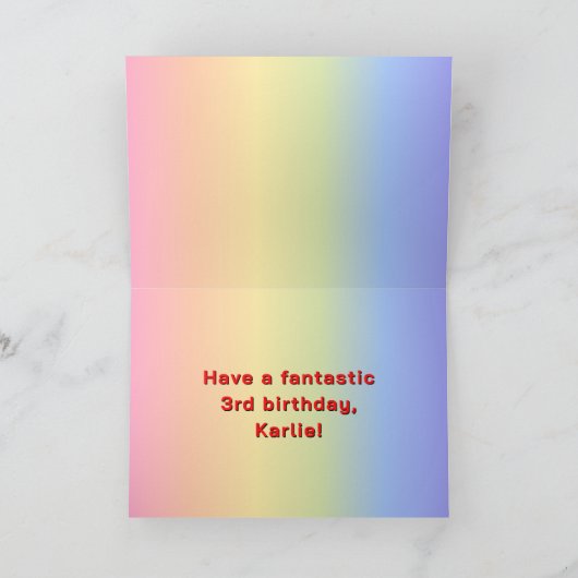 3e verjaardag: regenboogtekst, aangepaste foto's & kaart (Binnen)
