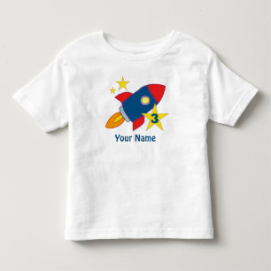 3e verjaardag Rocket Ship gepersonaliseerd T-shirt