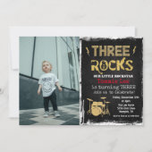 3e verjaardag rockster foto uitnodiging (Voorkant)
