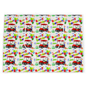 3e Verjaardag Rode Golfkar Jongenspatroon Groot Cadeauzakje (Voorkant)