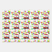 3e Verjaardag Rode Golfkar Jongenspatroon Inpakpapier Vel (Voorkant 3)