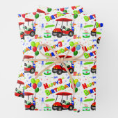 3e Verjaardag Rode Golfkar Jongenspatroon Inpakpapier Vel (In situ)