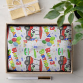 3e Verjaardag Rode Golfkar Jongenspatroon Tissuepapier (Geschenk)