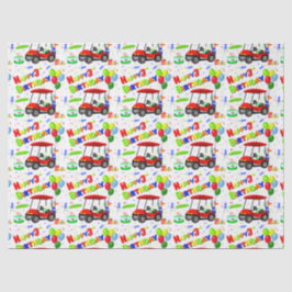 3e Verjaardag Rode Golfkar Jongenspatroon Tissuepapier