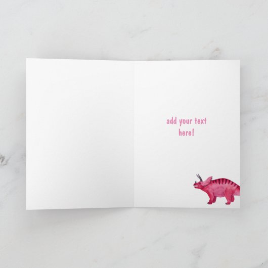 3e verjaardag Roze dinosaurus voor kleindochter Kaart (Binnen)