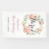 3e verjaardag - Roze Floral met drie banners (Horizontaal)