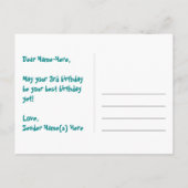 3e verjaardag: Roze strepen & harten, Regenboog 3 Briefkaart (Achterkant)