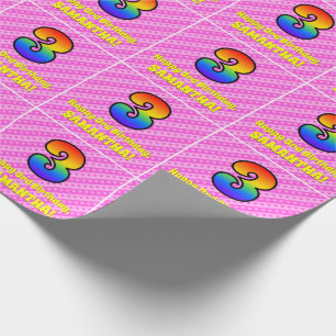 3e verjaardag: Roze strips en harten, regenboognr. Cadeaupapier