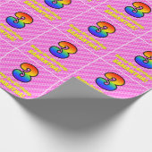 3e verjaardag: Roze strips & harten, regenboognr.  Cadeaupapier (Hoek)