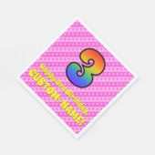 3e verjaardag: Roze strips & harten, regenboognr.  Servet (Hoek)