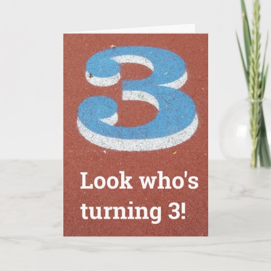 3e verjaardag Running Track kinderen verjaardagska Kaart (Voorkant)