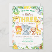 3e Verjaardag Safari Animals Oerwoud Theme Zoo Dri Kaart (Voorkant)