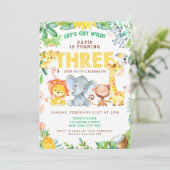 3e Verjaardag Safari Animals Oerwoud Theme Zoo Dri Kaart (Staand voorkant)