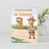 3e verjaardag Schattigee Explorer Giraffe op safar Kaart (Staand voorkant)