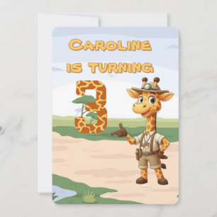 3e verjaardag Schattigee Explorer Giraffe op safar Kaart