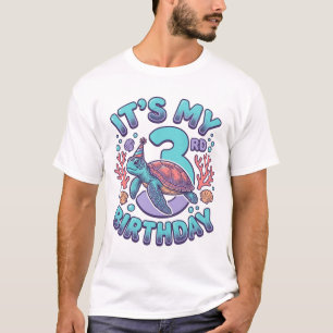 3e verjaardag Schildpad Vintage Gravure Ontwerp_1 T-shirt