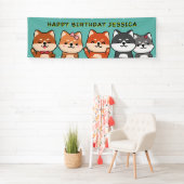 3e verjaardag Shiba Inu Puppies  Spandoek (Insitu)